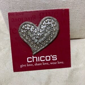 Chico's Textured Silver Heart Pin
